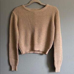 Forever 21 Gold Crew Neck Cropped Sweater